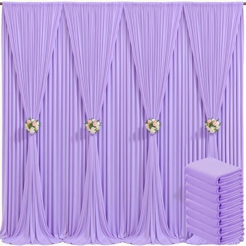 8 Panels Lavender Backdrop Curtain for Parties Wedding Light Purple Wrinkle Free 40ft x 10ft Backdrop Drapes for Baby Shower Birthday Party Photo Photography Polyester Fabric Background Decoration by Suppromo