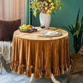GLORY SEASON Velvet Tablecloth Luxurious Solid Round Table Cloth,Oblong Retro Farmhouse Ruffle Tablecloths Washable Table Cover for Party Wedding Baby Shower Kitchen Dinning Tabletop Decoration by GLORYSEASON