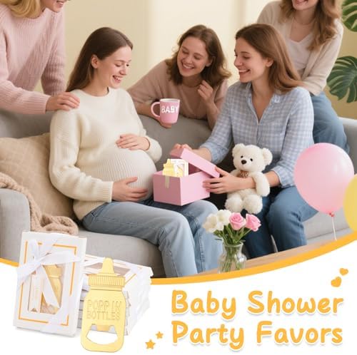 32 Pack Baby Bottle Openers with Gift Boxes - Poppin Bottle Opener Baby Shower Favors, Gender Reveal Decor & Wedding Souvenirs Return Gifts for Guests (White) - Image 3