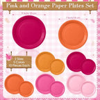 Mimorou 354 Pcs Pink and Orange Party Supplies Sunset Tableware set - Image 3