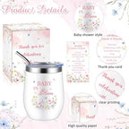 Hoolerry 6 Set Baby Shower Cups, 12oz Stainless Steel Tumbler, Wildflowers - Image 3