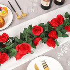 Aneco 8 Pack 64 FT Red Flower Garland Kentucky Artificial Rose Vines Derby Roses Fake Vine Flowers Plants Party Supplies for Kentucky Holiday Wedding Garden Craft Art Decoration - Image 4