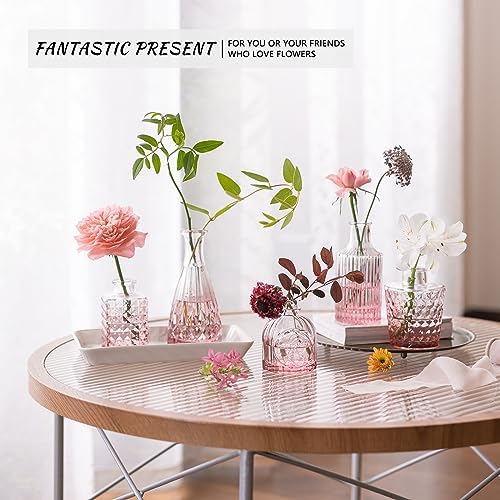 SUPMIND Glass Bud Vases Set, 12pcs Pink Small Flower Vases in Bulk - Image 5