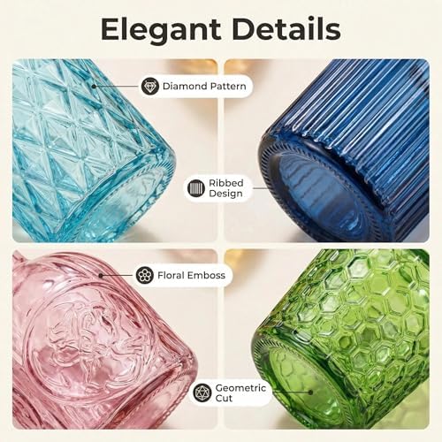 32 PCS Assorted Vintage Bud Vases, Colorful Glass Small Vases Bulk, for Centerpieces, Wedding Table Decor, Home Decorations & Gifts (Colorful rieires) - Image 3