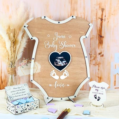 Baby Shower Guest Book Alternative, Onesie Wooden Drop Box Frame - Image 3