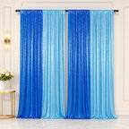 ShinyBeauty Baby Blue & Blue Sequin Backdrop 4 Panels Photo Curtains 2x8FT - Image 3