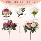 Geosar 24 Bundles Artificial Peonies Flowers,Dusty Pink, Dusty Rose - Image 2