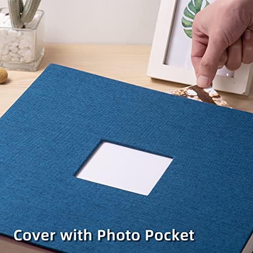 HoneyTolly Large Photo Album Self Adhesive, DIY Scrapbook Album for 600 Photos, 13"x12.6" 120 Pages Linen Cover Memory Book(Blue) - Image 2