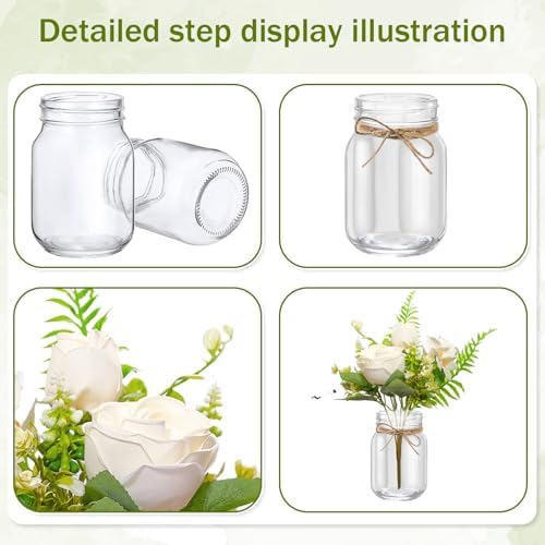 12 Pcs Mason Jar Table Centerpiece Floral Table Centerpiece Vases with Flower for Wedding Reception Party Decor - Image 3