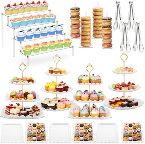 LemonRoad 19 Pcs Cupcake Stand Holder Dessert Table Display,White and Gold by Unknown