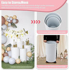 3PCS White Cylinder Pedestal Stands for Party Metal Round Pedestal Display Plinth Pillars Dessert Table Display for Wedding Birthday Party Art Decor (3PCS-Cylinder-4) - Image 2