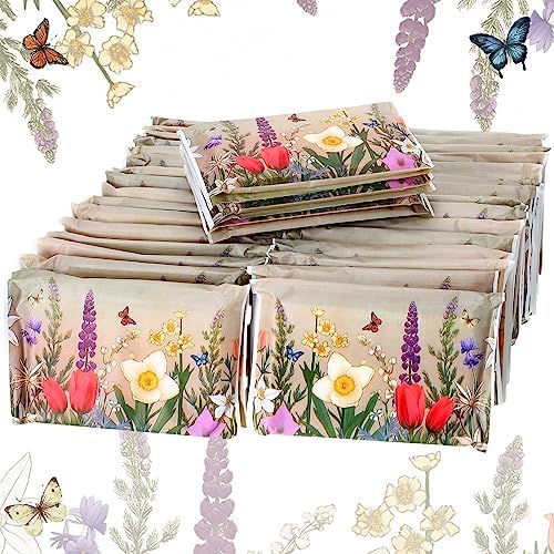 PerKoop 100 Pack Travel Tissues Pocket Size, 3 Ply, Retro Flower by PerKoop