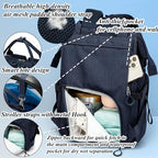 Diaper Bag Backpack for Dad and Mom with USB Charging Port Stroller Straps and Insulated Pocket,army military Travel Nappy Backpack for Daddy/Mommy (Navy) - Image 5