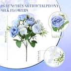 Geosar 16 Bundles Artificial Peonies Flowers,Gradient Blue - Image 2