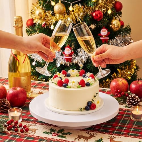 Wenqik 14 Inch Metal Cake Stand with Cake Knife and Spatula, Round Dessert Table Display Stand Metal Dessert Tray Serving Platter for Party, Wedding, Birthday, Baby Shower, Anniversary(White) - Image 6