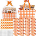 Funnymoom 24 Pack Orange Plaid Fall Thanksgiving Basket For Gift Empty Bulk by Funnymoom