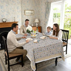 Ridhi Goldenrod Yellow Hand Block Print Cotton Tablecloth 118 x 70 Inch - Image 3