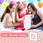 Chunful Wood Baby Shower Box ABC Display Box for Party Decorations with Alphabet Letters Personalized Shower Gifts Basket Party Blocks Backdrop for Boys and Girls (Pink,White) - Image 6