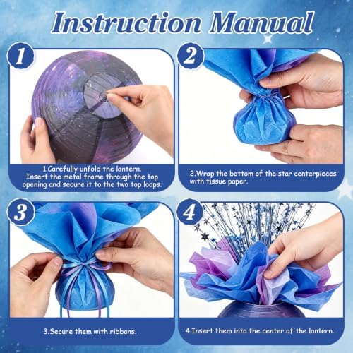 6 Set Galaxy Paper Lanterns Table Centerpieces Decors 8in - Image 5