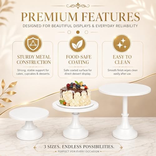 3 Pack Metal Cake Stand, 8 10 12 Inch Tiered Display - Image 5