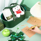 Wonderjune Empty Baskets for Gift Leather Thanksgiving Gift Bags, Green - Image 5