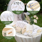 Aneco 50 Pieces Floarl Wedding Hand Fans Greenery Handheld Paper Foldable Fans - Image 3