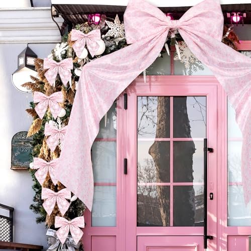 Suncalla 13 Pcs Extra Large Pink Ribbon Bows for Wreath Front Door Decor - Image 5