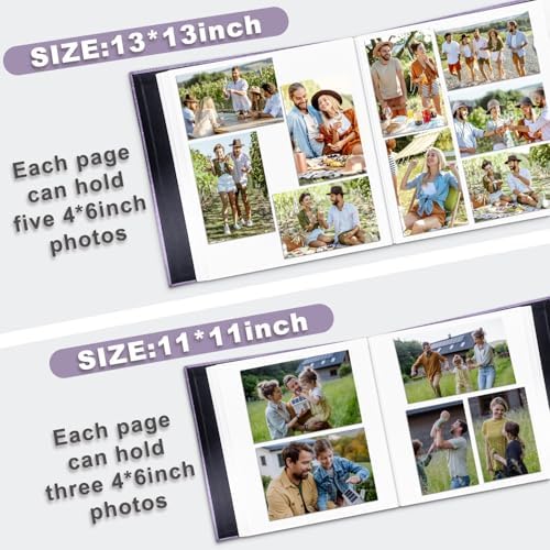 Large Photo Album Self Adhesive, DIY Scrapbook Album for 600 Photos, 13"x12.6" 120 Pages Light Purple Linen Cover Memory Book - Image 5