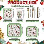350 Pcs Christmas Paper Plates and Napkins Set Disposable Serve 50 - Image 3