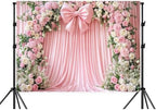 10x6ft Pink Bow Backdrop Floral Coquette Flowers Photography Background for Girls Women Birthday Party Decorations Wedding Bridal Backdrops Banner Photo Booth Props - Image 2