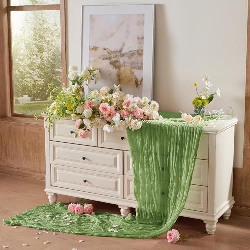 12 Pack Sage Green Cheesecloth Table Runner Boho Gauze Home Decor - Image 5