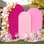 Set of 3 Arch Backdrop Covers(6ft, 5ft, 4ft) - Premium Stretchy Spandex Backdrop Arch Stand Cover for Baby Shower,Wedding,Party Decor Chiara Cover with Double-Sided Design(Pink) by Gogoparti