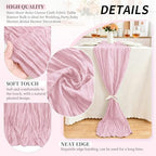 20 Pack Light Pink Cheesecloth Table Runner, 17x108 Inch Semi Sheer Boho Gauze Cheese Cloth Fabric Table Runners for Wedding Party Baby Shower Birthday Garden Farmhouse Table Decor - Image 2