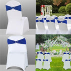 Royal Blue Chair Sashes 50 Pack Spandex Blue Sashes for Chairs Covers Universal Stretch Chair Sashes Band with Heart Buckle Slider Universal Sashes Bows for Wedding Banquet Party Decorations - Image 5