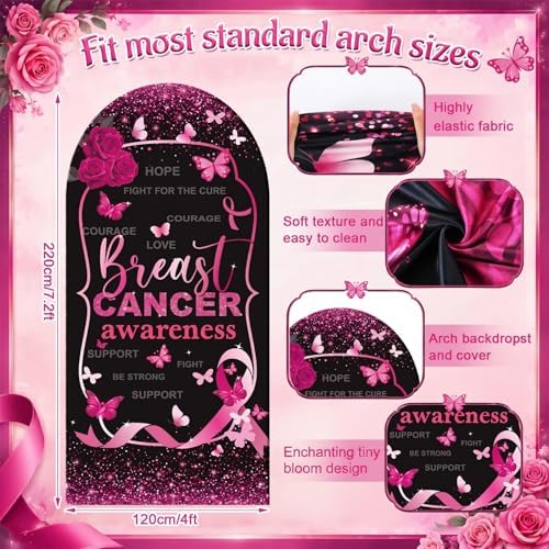 Tegeme 7.2ft Breast Cancer Awareness Decorations Arch Backdrop Cover - Image 2