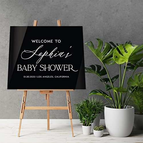 Andaz Press 16"x20" Black Acrylic Personalized Baby Shower Welcome Sign, Gender Neutral Large Custom Sign for Easel Stand, Baby Shower Decorations - Image 2