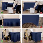 Spandex Tablecloth 6FT Rectangle Table Cover 6 Pcs Navy Blue Wrinkle-Free - Image 4