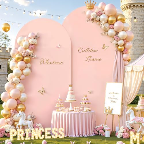 Dusty Pink Arch Backdrop Cover 7.2FT 6FT Wedding Arch Covers Spandex Fitted Fabric Backdrop Curtains Double-Layer Wrinkle Free Arch Covers Stretchy Backdrop for Party Baby Shower Birthday Decoration by Tao-GePartyDecorations