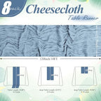 20 Pack Dusty Blue Cheesecloth Table Runner 10FT Long Boho Gauze Fabric Table Runner Vintage Rustic Sheer Runners for Wedding Party Bridal Baby Shower Table Decorations - Image 2