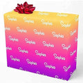 MyPupSocks Custom Text Wrapping Paper Gradient Yellow And Pink, Personalized Name Gift Wrap Paper Funny Wrapping Paper Roll 58x23 for Boys Girls Kids Birthday Christmas Winter Holiday 3 Rolls by MyPupSocks