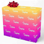 MyPupSocks Custom Text Wrapping Paper Gradient Yellow And Pink, Personalized Name Gift Wrap Paper Funny Wrapping Paper Roll 58x23 for Boys Girls Kids Birthday Christmas Winter Holiday 3 Rolls by MyPupSocks