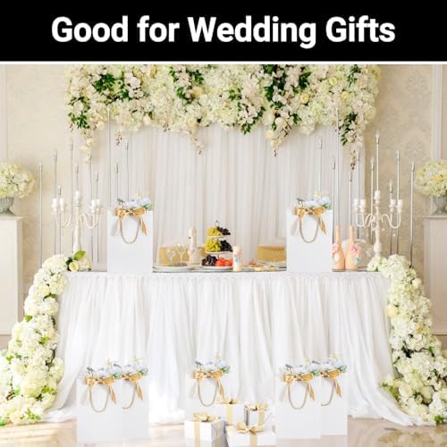 EUSOAR White Gift Bags - 50pcs 7.8"x3.9"x11" Party Favor Bags with Handle for Business, Wedding, Baby Shower Guests - Image 6