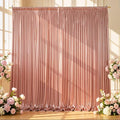 Rosy Satin Backdrop Curtains 2 Panels - Glitter Photo Drapes for Baby Shower, 10x10FT Shimmer Back Drop Cloth, Wrinkle Free for Birthday Party Bachelorette Bridal Shower Stage Background by WishCare
