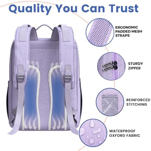 Baby Shower Gifts for Mom - Diaper Bag Backpack - 16 Organizer Pockets Baby Diaper Bag w/ Insulated Bottle Holders & Wipes Pocket, Large Capacity Baby Bag Backpack - Waterproof & Easy to Clean, Purple - Image 4