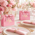 Whaline 60 Pcs Thank You Gift Bags with Ribbon Small Gradient Pink Paper Party Favor Bags with Handles for Wedding Bridal Baby Shower Birthday Party, 5.5 x 4.8 x 2.5 inch - Image 5