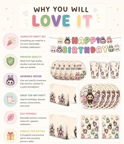 Cartoon Creatures Party Pack – Kawaii-Inspired Supplies for Birthday Magic - Image 3