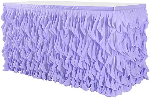 leegleri 9FT Lavender Purple Curly Willow Tulle Tutu Table Skirt for Rectangle or Round Table,Ruffle Table Skirts for Mermaid Party Baby Shower Decoration(9ft Table Skirt) - Image 2
