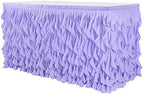 Leegleri Lavender Purple Curly Willow Tulle Tutu Table Skirt for Rectangle or Round Table,Ruffle Table Skirts for Mermaid Party Baby Shower Decoration(L 6(ft)*H 30in table skirt) - Image 2