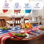 Kochorie 300 Pieces 4th of July Plastic Silverware, Heavy Duty Independence Day Cutlery Set, Disposable Plastic Utensils Includes Spoons Forks Knives for Memorial Day Veterans Day, Red Blue White - Image 5