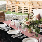 16Pack Disposable Plastic Tablecloths and Satin Table Runner Set Black and Rose Gold Dot Tablecloth Gold Satin Table Runner for Wedding Birthday Baby Shower Anniversary Christmas New Year Party Supply - Image 6